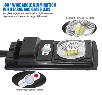 6500K 12v Dc 100W ไฟถนน LED พลังงานแสงอาทิตย์ 110lm / W ใช้ในบ้าน