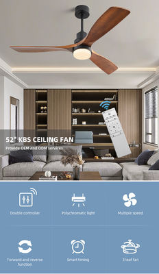 พัดลมเพดานไม้ 120V AC DC รีโมทคอนโทรล โคมระย้าห้องนั่งเล่น