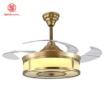 พัดลมเพดานหดได้ขนาด 42 นิ้ว 3500K รีโมทคอนโทรล 220VAc Invisible Blades