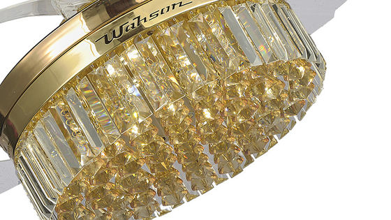 โคมไฟคริสตัล Silent LED 36W ไฟพัดลมเพดานแบบพับเก็บได้พร้อมใบมีดพับ