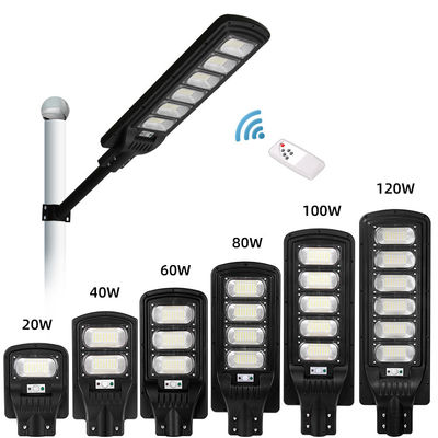 6000K 100W 200W 300W ไฟถนนพลังงานแสงอาทิตย์โคมไฟกลางแจ้ง Ip65 รีโมทคอนโทรล