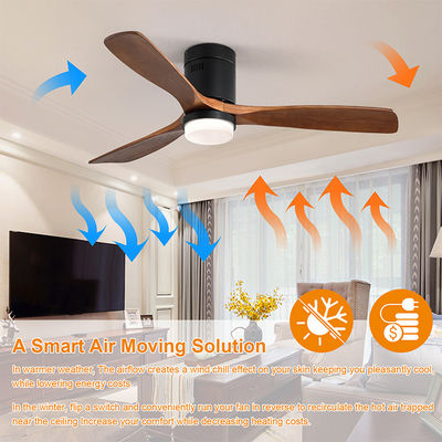 พัดลมเพดานใบมีดไม้ 65 วัตต์สไตล์อุตสาหกรรม 90lm / w โคมไฟพัดลมเพดาน 120v