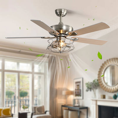 Brushed Nickel 2000LM Five Metal Blade พัดลมเพดานพร้อมไฟ 65W