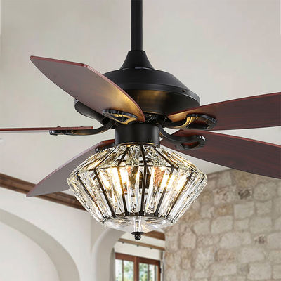 120V 52Inch 5 Metal Blade Matt Black พัดลมเพดานพร้อมรีโมทคอนโทรลสำหรับห้องนั่งเล่น Indoor