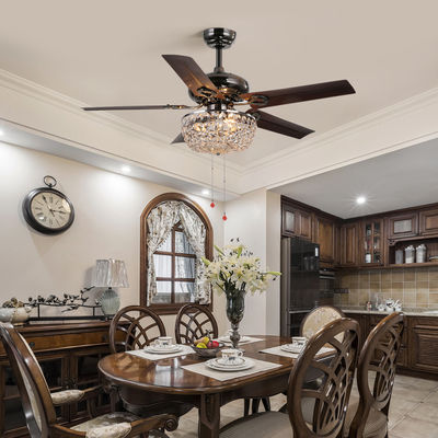 4100K 3600LM Crystal Flush Mount พัดลมเพดานพัดลมเพดานสำนักงานพร้อมสายดึงแสง