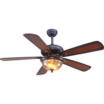 Westing Houses 52cm 110AC พัดลมเพดานคริสตัลสีดำไฟ 5 Blades 3 Lampshades