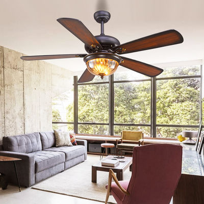 Westing Houses 52cm 110AC พัดลมเพดานคริสตัลสีดำไฟ 5 Blades 3 Lampshades