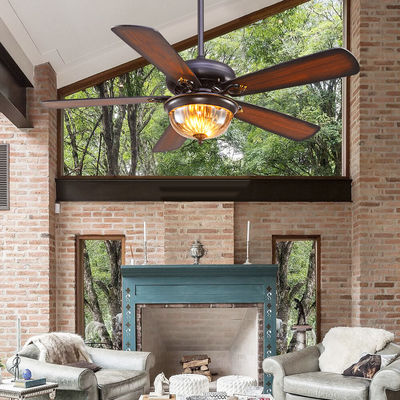 Westing Houses 52cm 110AC พัดลมเพดานคริสตัลสีดำไฟ 5 Blades 3 Lampshades