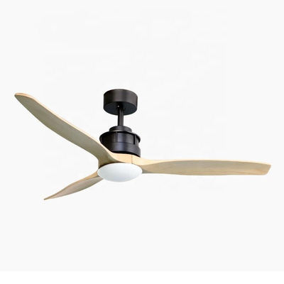 ตกแต่งห้องรับแขก 40w 52 นิ้วไม้โคมไฟเพดานพัดลม 3 Blades DC Motor