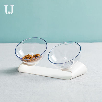 ชามใส่อาหารสุนัขแบบ Double Bowl ที่โปร่งใสอย่างยั่งยืน Tilt ชามอาหารแมวสูง