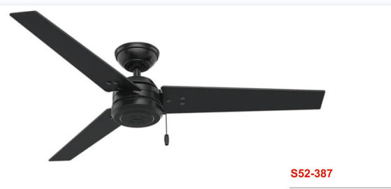พัดลมเพดานสไตล์โมเดิร์นขนาด 52 นิ้ว Matt Black High Speed ​​​​Reversible Air Cooling Fan