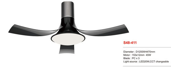 มีสไตล์ 48 นิ้วรีโมท Dimming LED DC พัดลมพัดลมเพดานย้อนกลับจับเวลาอากาศเย็น