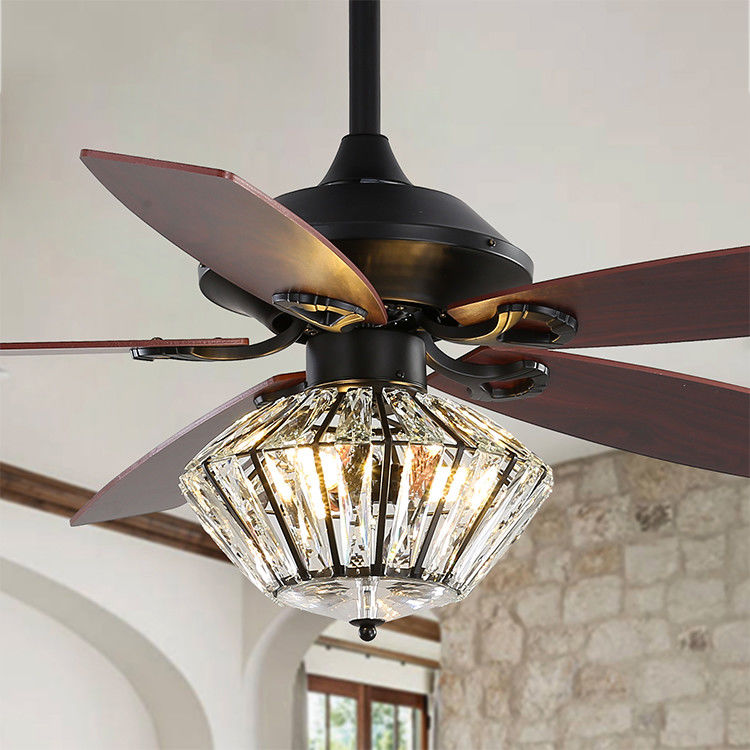 120V 52Inch 5 Metal Blade Matt Black พัดลมเพดานพร้อมรีโมทคอนโทรลสำหรับห้องนั่งเล่น Indoor